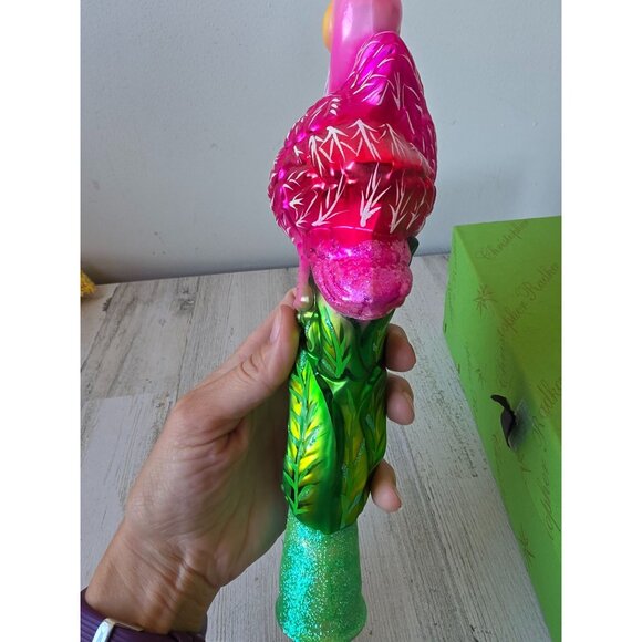 Radko flamingo finial Miami pink bird rare Master Craftsman glitter pink tropica - Picture 4 of 15